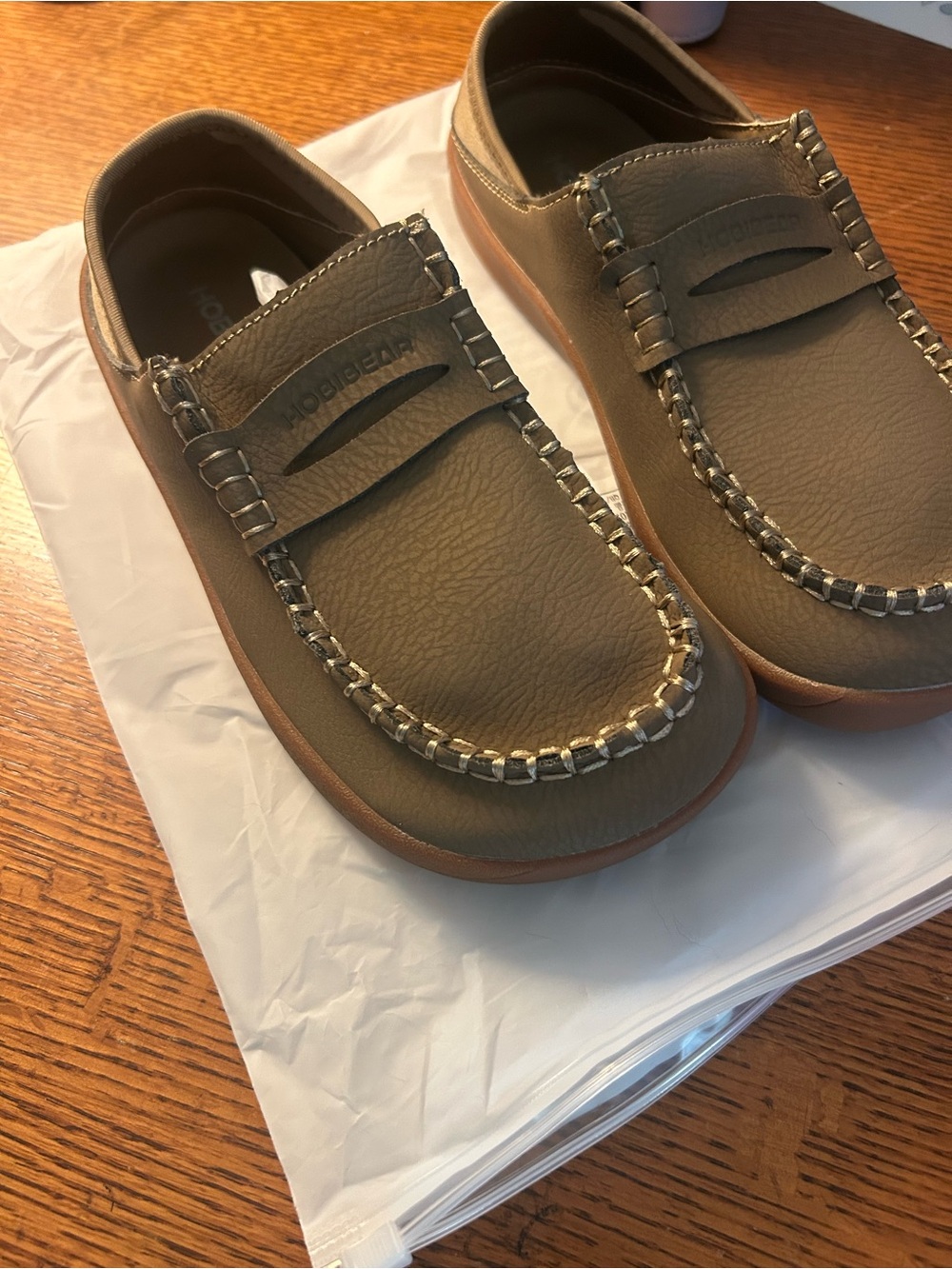 Women’s Olive-Tan Penny Loafers — Casual Slip-On Flats